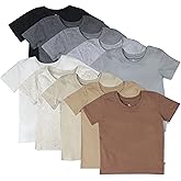 HonestBaby Unisex-Baby 5-Pack Short Sleeve T-Shirts 100% Organic Cotton Baby, Toddler, Little Kid, Boy, Girl, Unisex