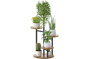 Oppro 5 Tier Plant Stand Indoor, Tiered Metal Wood Corner Planter Stands Holder for Indoor Plants Multiple, Tall Flower Pot S