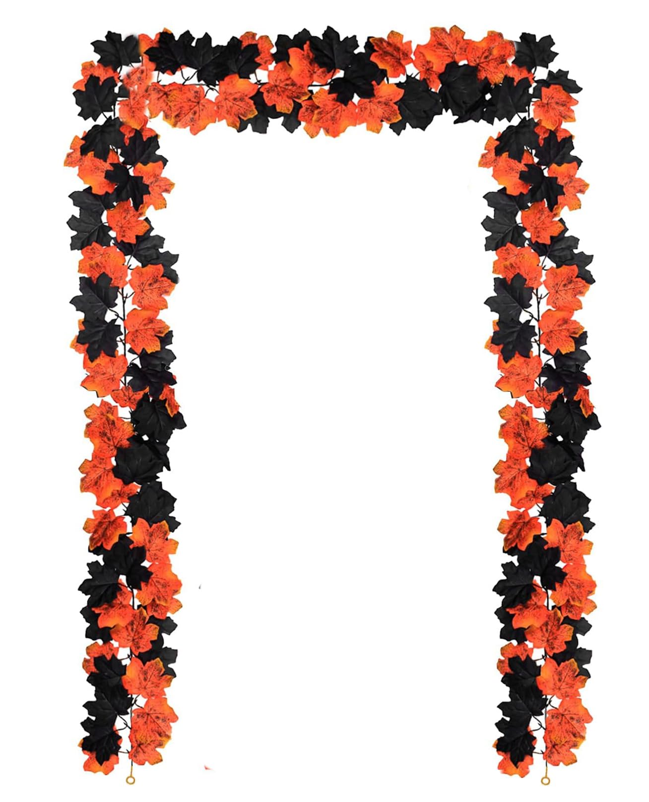 6Ft Halloween Artificial Fall Maple Leaves Garland Autumn Fake Leaf Vine Artificial Foliage Garland Indoor Outdoor Decor for Home Garden Wedding Party (Black and Yellow)