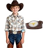 AWAYTR Kids Western Belt for Boys Girls - PU Leather Cowboy Belt Adjustable Toddler to Big Kid Sizes for Jeans
