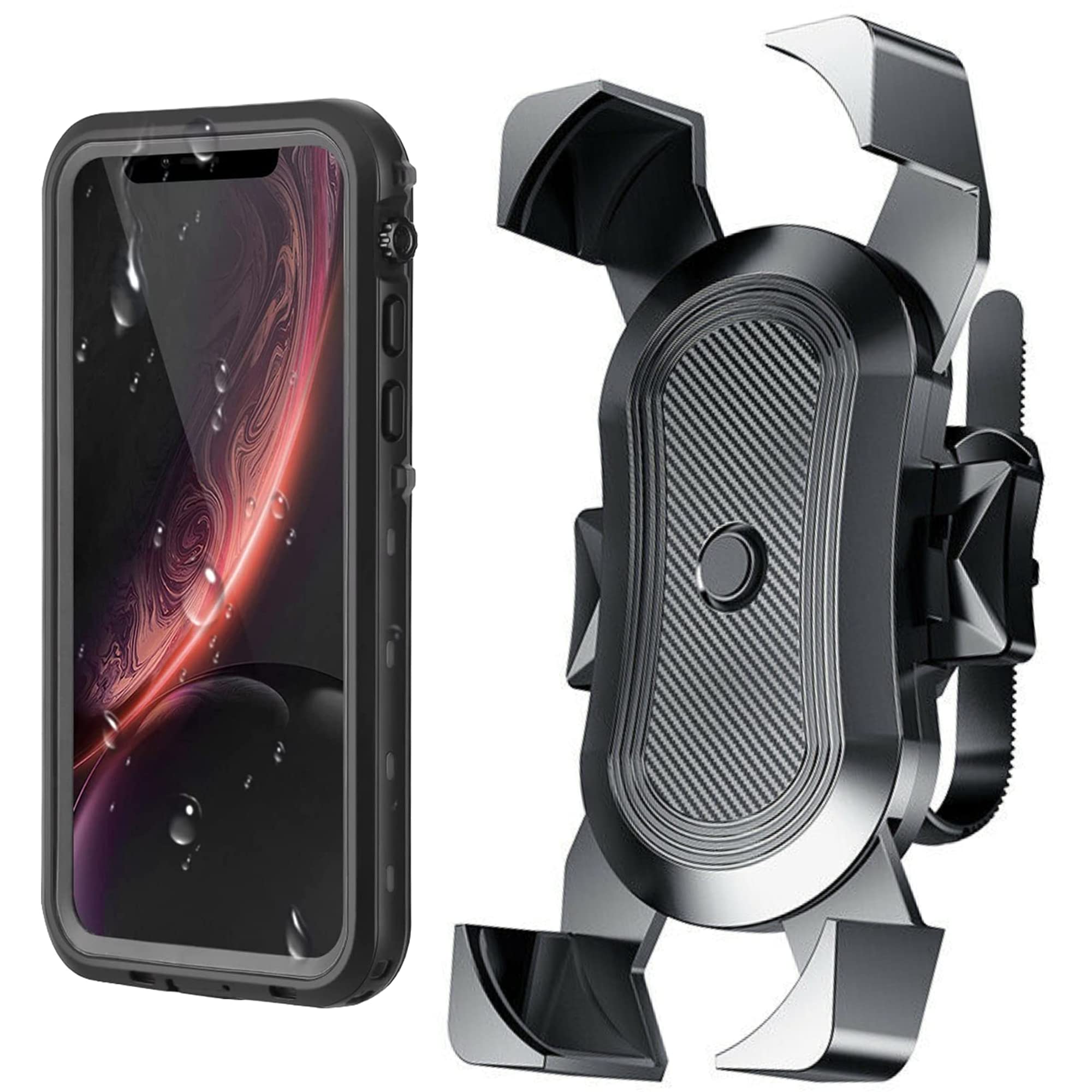 ZOETEC Bike Phone Holder Motorcycle Phone Mount with Waterproof Phone Case IP68 Compatible with iPhone12 (Bike Phone Holder+ Waterproof Case for iPhone 12)