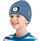 Etsfmoa Hat with Light for Kids,Fleece Lined Knit Beanie for Boys and Girls,Type-c Rechargeable Headlamp LED Cap
