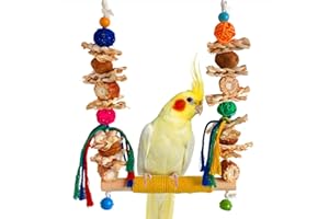 XLpeixin Bird Swings Toys for Parakeets Parrot,Natural Bird Perch Cage Hanging Chew Toys for Conures Budgerigars Finches Parrots Lovebirds and Small Medium Birds