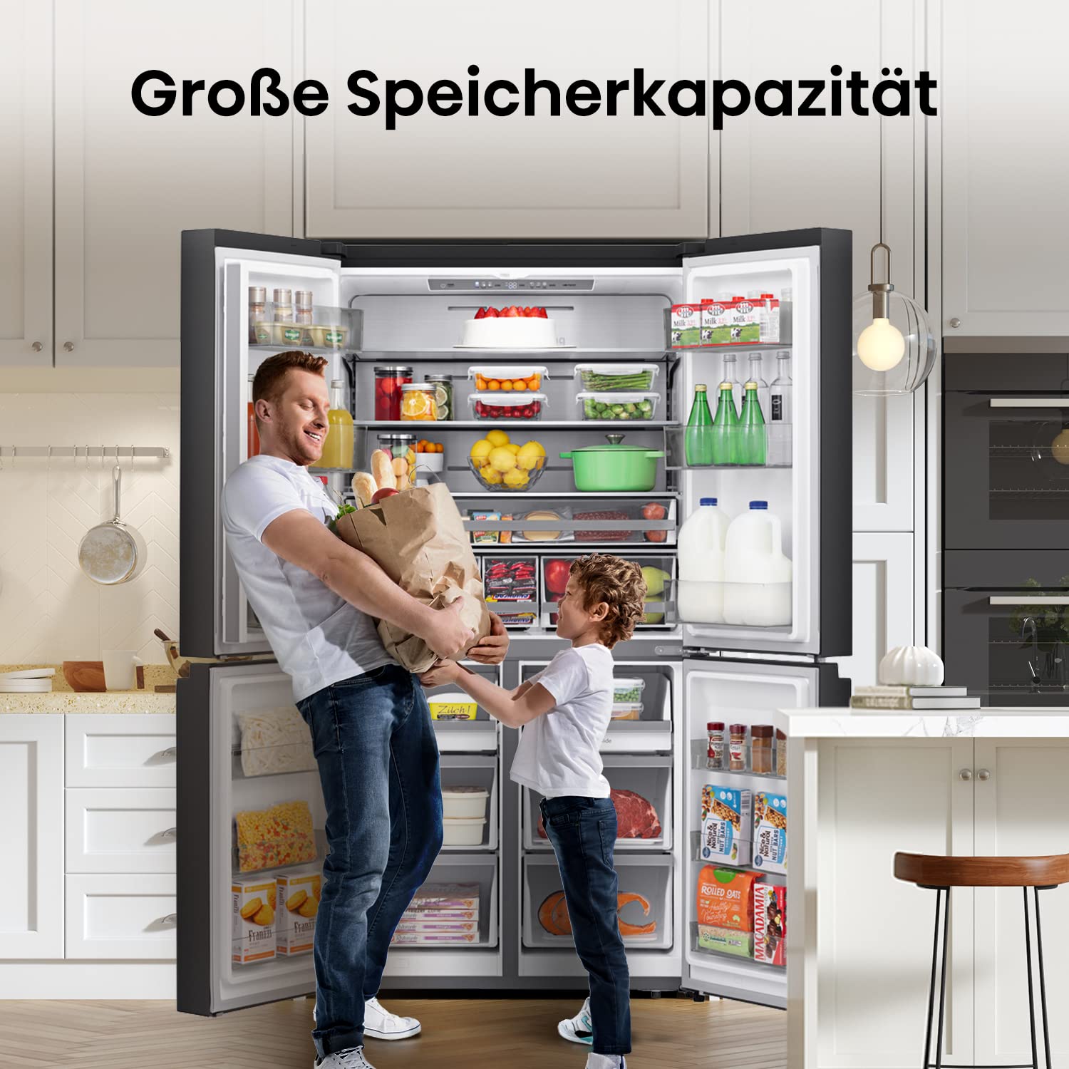 Hisense RQ758N4SAFE Cross Door Kühl-Gefrierkombination/NoFrostPlus/Inverter-Kompressor/Multiflow 360°/ SuperCool/ 178,5 cm/Kühlteil 393 l/Gefrierteil 216 l/ 40 dB/ 320 kWh/Jahr/schwarz 7