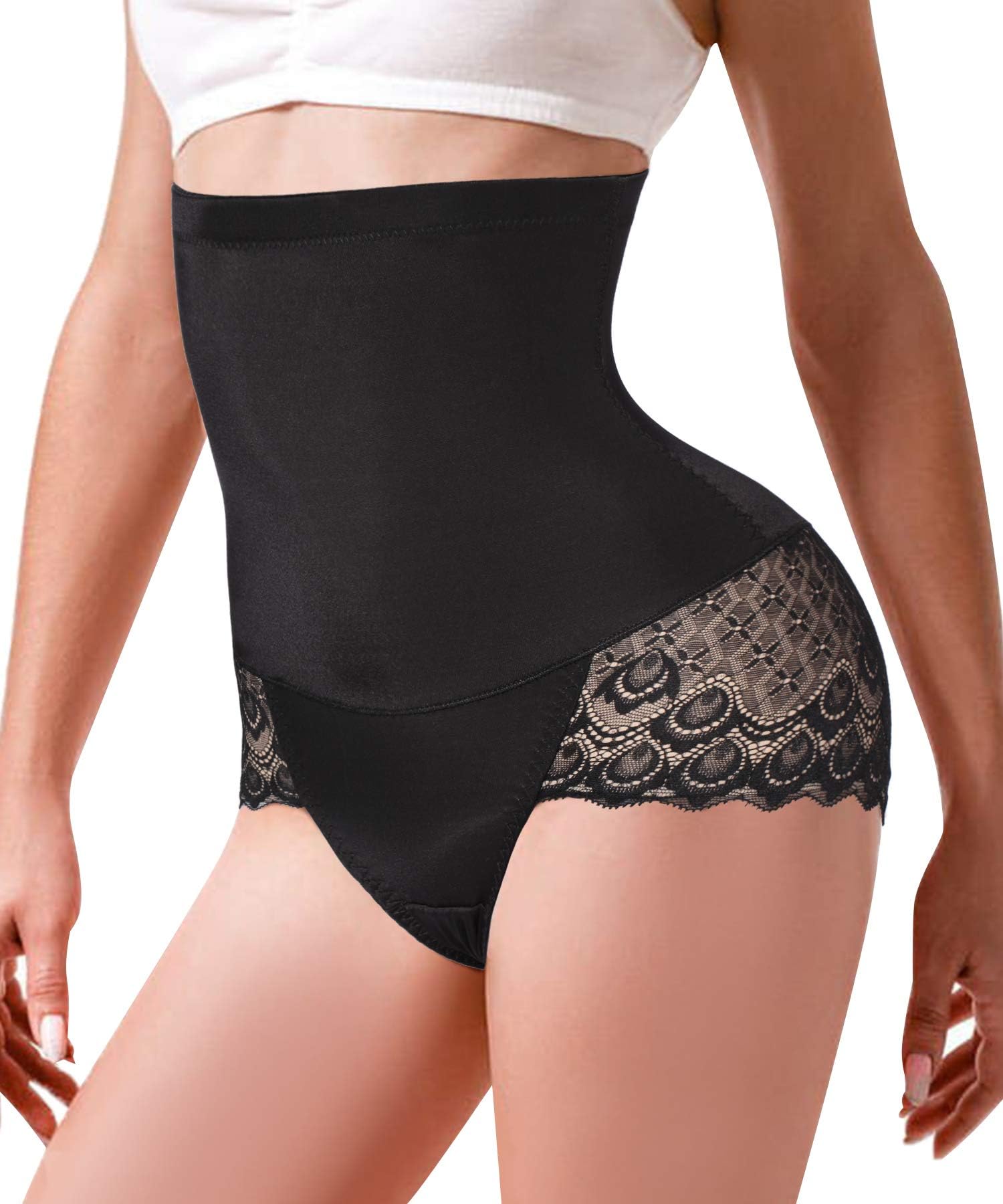 Bingrong Women's High Waist Cincher Trainer Tummy Control Lace Seamless Panties Butt Lifter Hourglass Body Shaper Corset Underwear