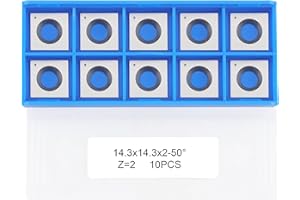 CDBP 14.3mm Square Carbide Inserts Cutters Knives with 2 Cutting Edge 14.3×14.3×2.0mm-50° for King Canada/Rikon/Cutech/Crafte