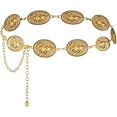 Kifmurase Metal Waist Chain Link Belt for Women, Western Metal Concho Belt Cowgirl Belts Western Cowgirl Boho Turquoise Belts for Dresses Jeans Country Concert Outfit