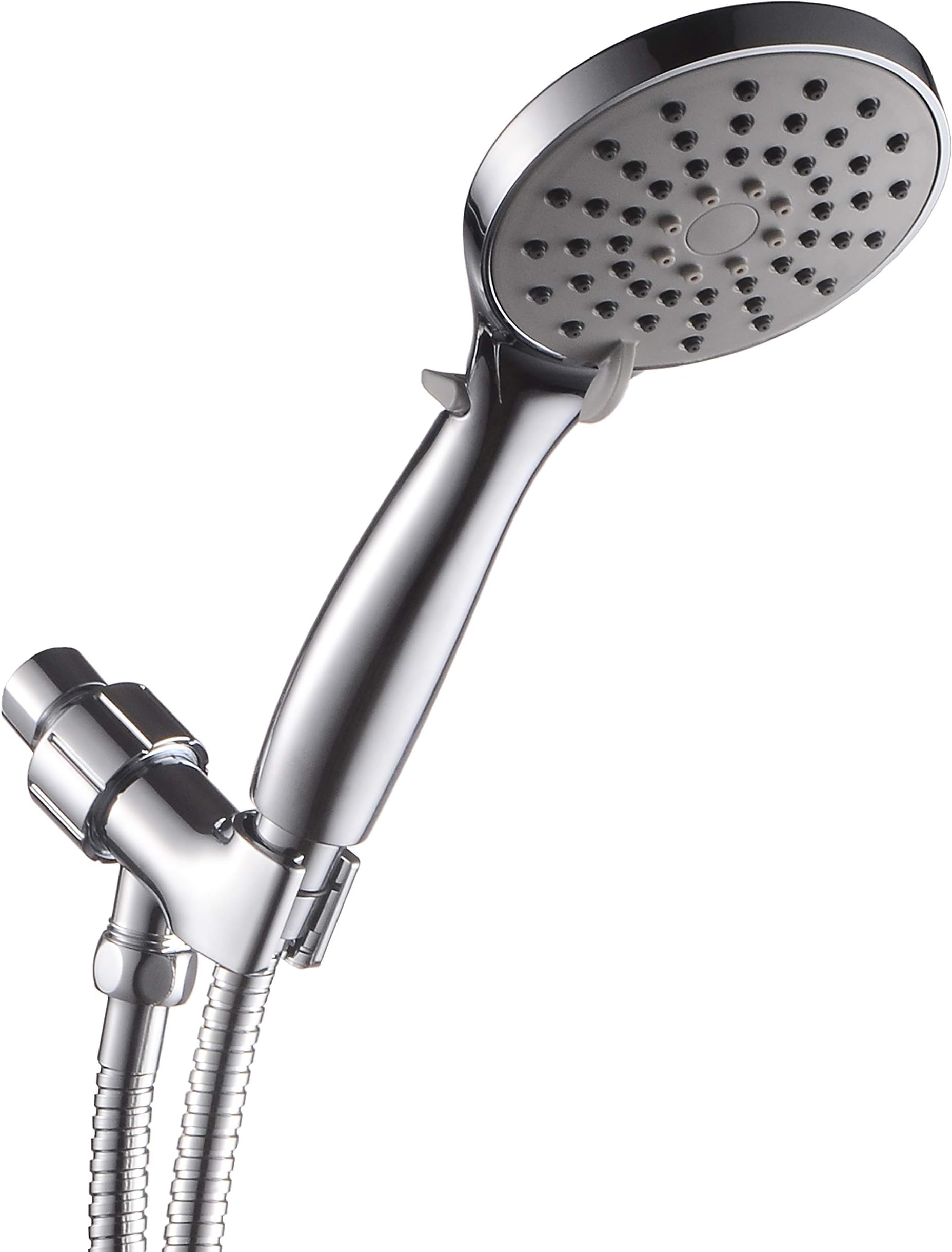 Flow Rate Adjustable Handheld Shower Head with Hose and Bracket, 3-Function Spray Setting, Full Chrome Finish