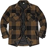 ZENTHACE Men's Quilted Lined Fleece Shirt Jacket, Snap Button Plaid Shacket, Fall Winter Warm Workwear Overshirt