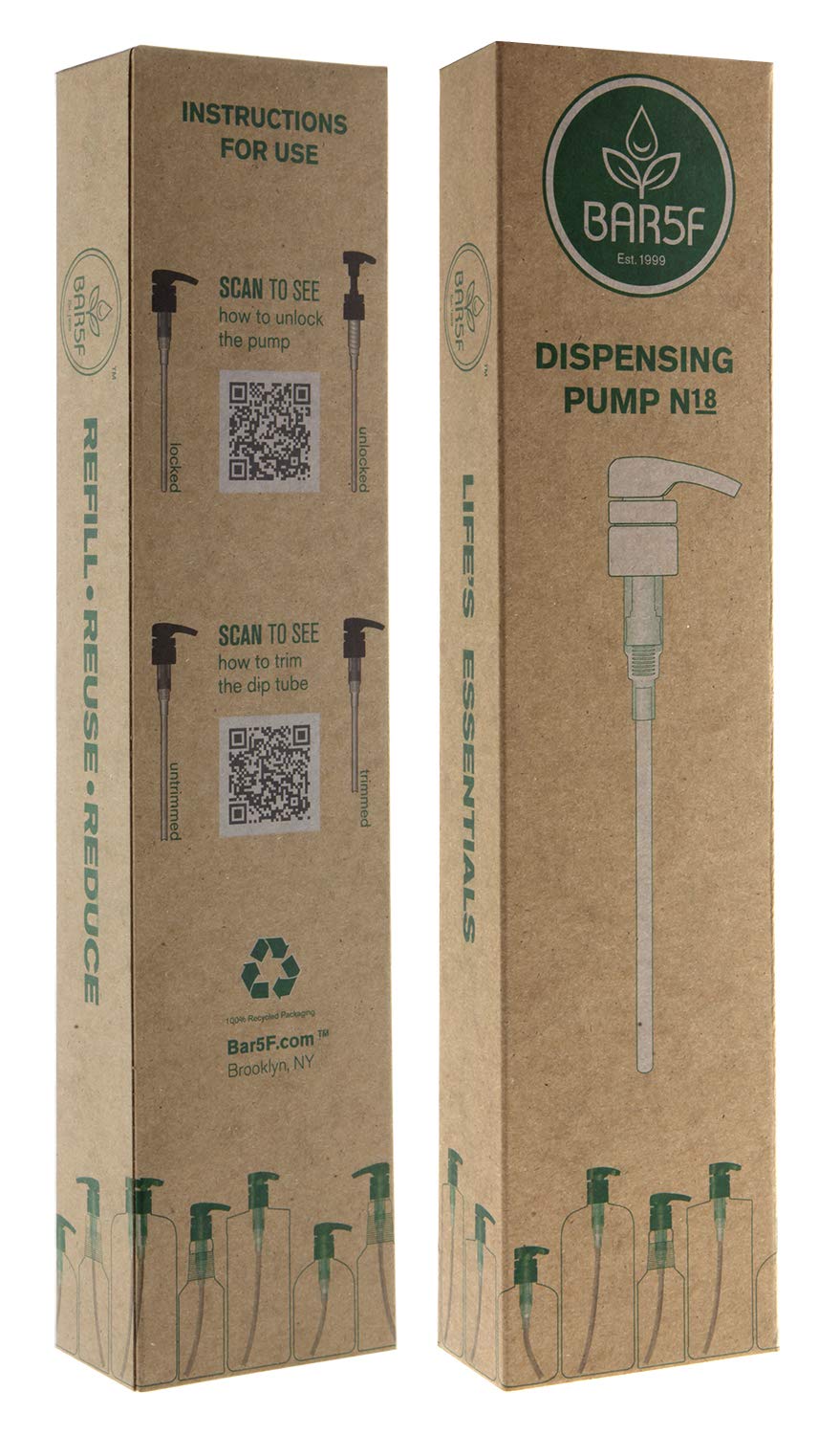 BAR5F Universal Dispensing Pump | Shampoo and Conditioner Bottle Pump Dispenser | Fits 1L Bottles (33.8oz) With 1 Inch Neck | White | 2 Pack : Health And Personal Care : Beauty