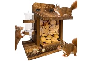 LSCQYYCC-Squirrel Feeder, Squirrel Picnic Table Feeder with Water Feeder, Wooden Squirrel Feeders for Outside, Squirrel House for Corn Peanut