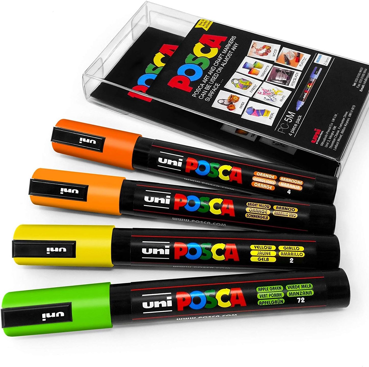 Uni POSCA - PC-5M Art Paint Markers - Set of 4 - in Plastic Wallet - Citrus Tones