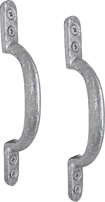 IRONTITE 2pk D Door Pull Handle Galvanised Cast Iron Gate Shed Barn Handle