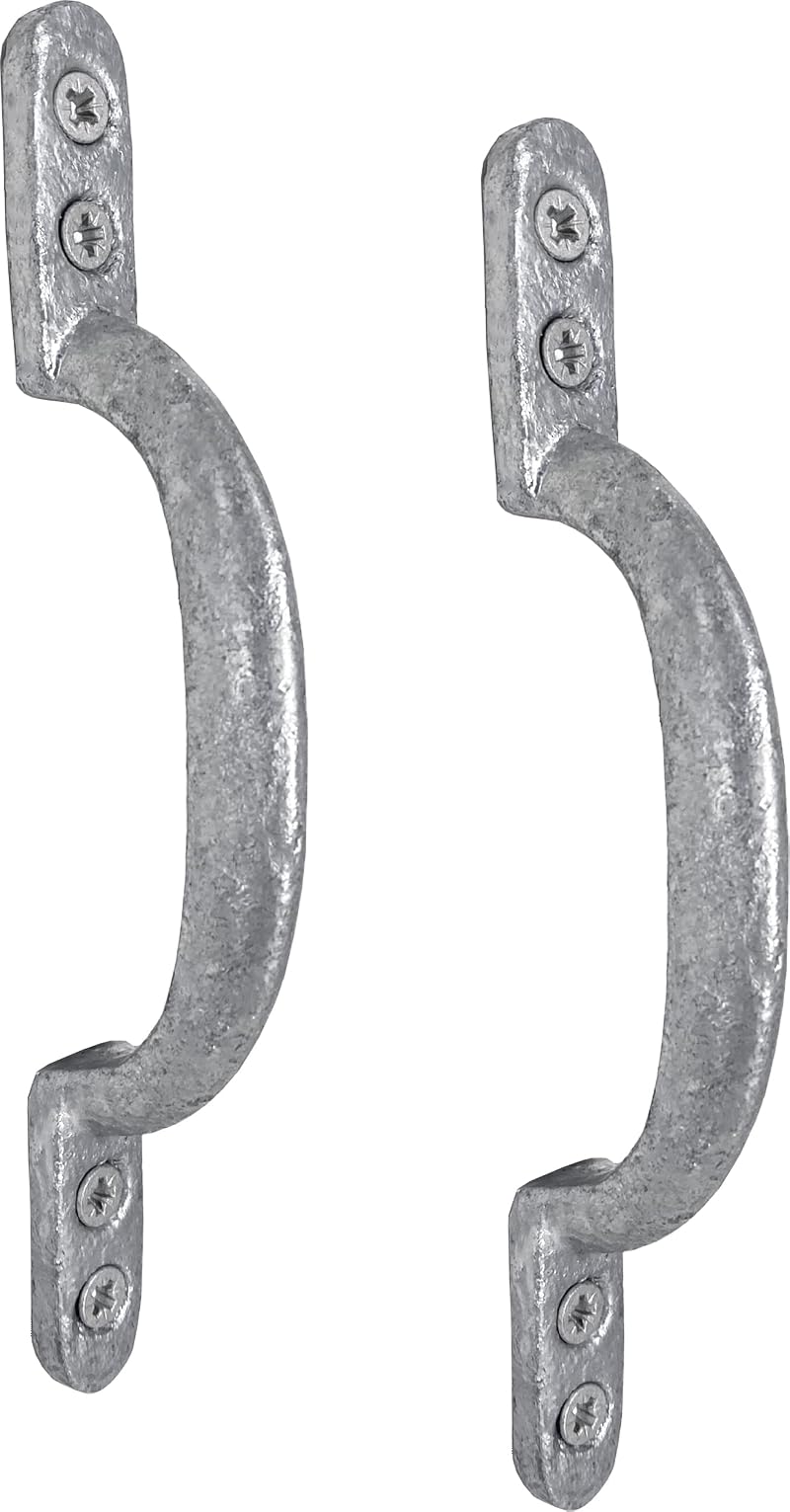 IRONTITE 2pk D Door Pull Handle Galvanised Cast Iron Gate Shed Barn Handle