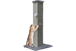 YULOYI Cat Scratching Post 32 Inch for Indoor Large Cats and Kitten, Nature Sisal Tall Cat Scratch Post, Sisal Cat Scratcher Improve Cat's Scratching Habits and Protect Your Furniture, Dark Grey