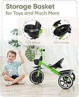 KRIDDO Kids Tricycle 24 Months to 5 Years Green Safe Stable Triangle Design view 4