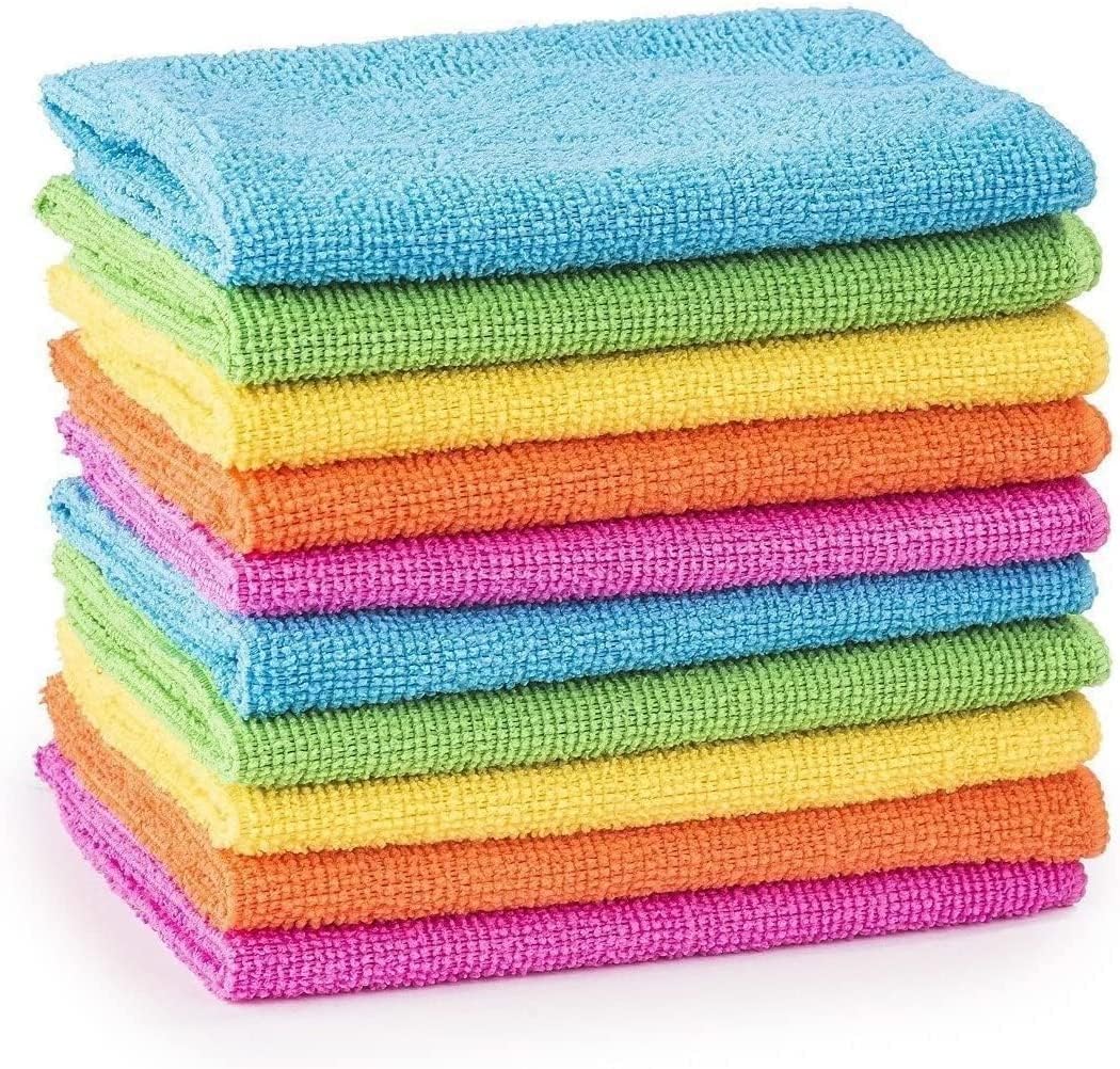 Microfiber Cloth for Cleaning Assorted 12 Pk. Multipurpose Micro Cloths Reusable Super Absorbent & Soft Cleaning Cloth for Home Kitchen Supplies Car Wash cloths By DHANUSH.