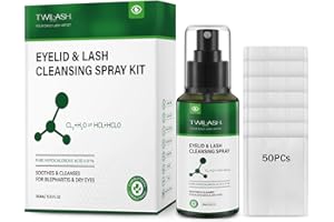 TWILASH BY DLY Eyelid and Eyelash Cleanser Spray, Pure Hypochlorous Acid, 150ml/5.13 fl oz – Soothe & Cleanse for Blepharitis & Dry Eyes, 50 Cotton Rounds