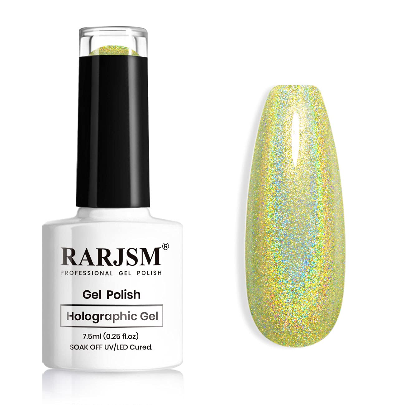 RARJSM Green Holographic Gel Polish,Pastel Light Green Nail Polish Unicorn Effect Laser Glitter 7.5ML Curing Required Nail Art Colors Home Gel Manicure Single Bottle