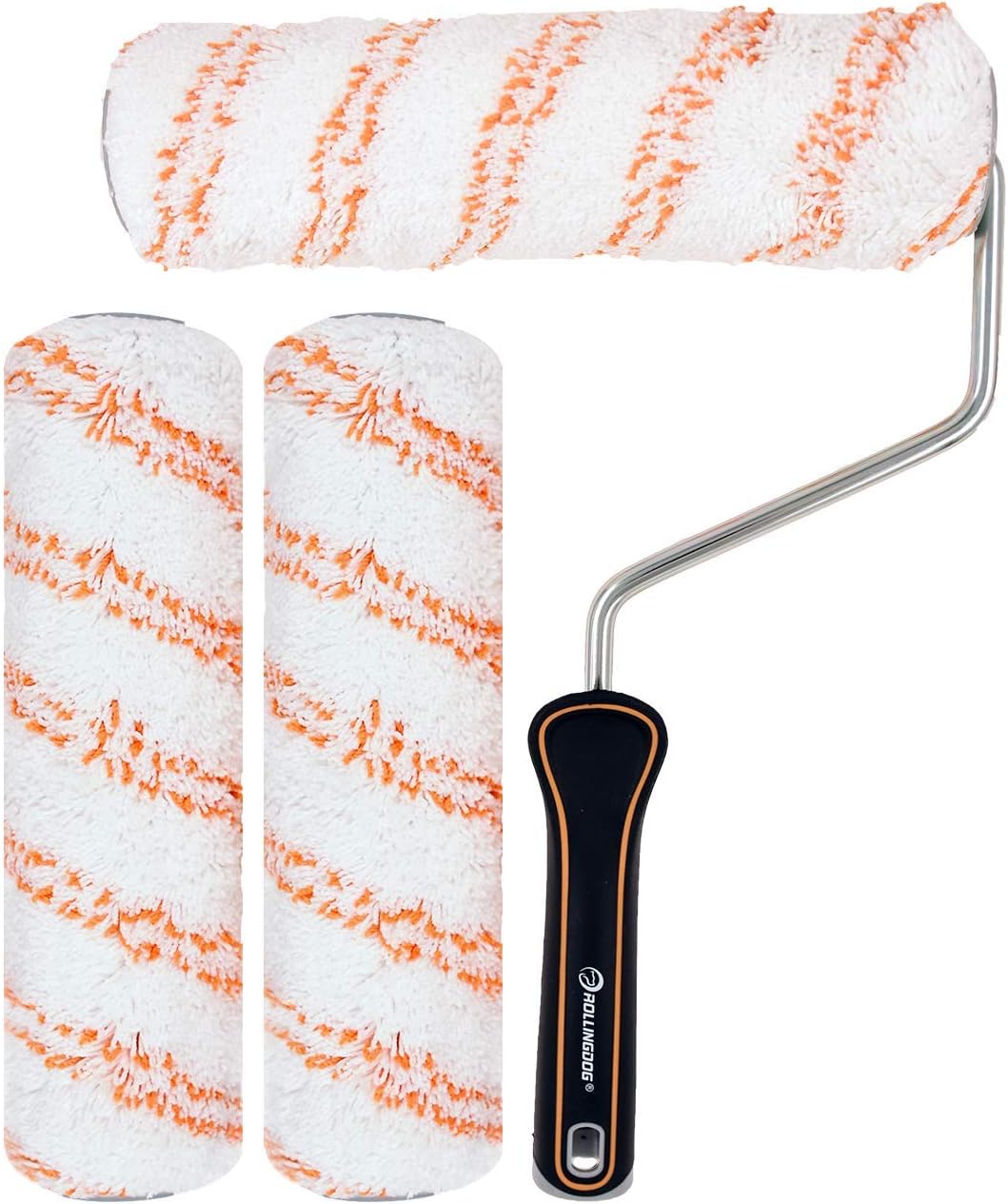 ROLLINGDOG 9 inch Paint Roller Set, 3PCS Lint Free Microfiber Roller Cover Sleeves