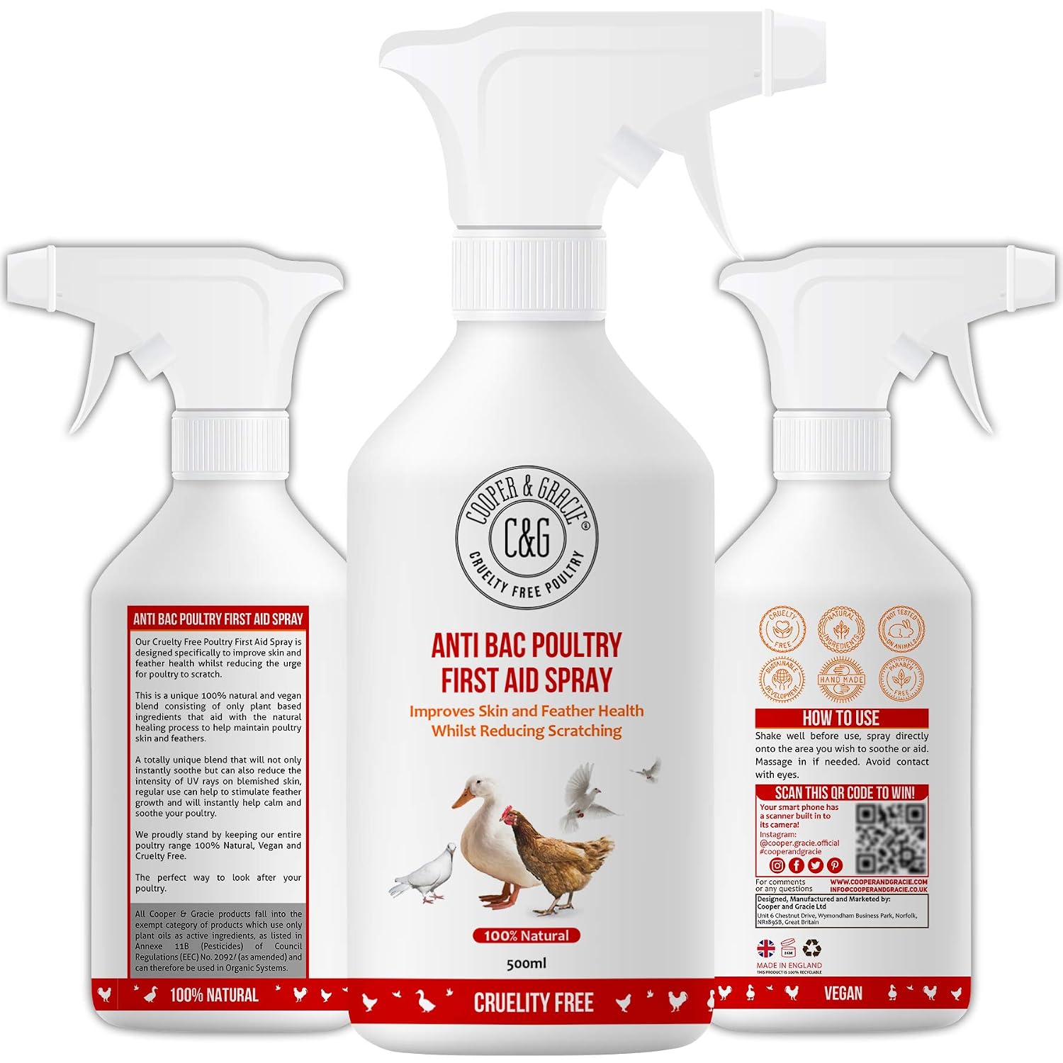 Poultry First Aid Spray 500ml By Cooper And Gracie, White, 500 ml (Pack of 1)