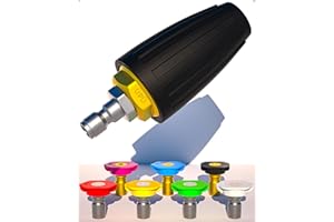LEVERSE Turbo Nozzle Kit for Pressure Washers Up to 4000 PSI - 7 Interchangeable Tips with Quick-Connect, Stainless Steel & Anti-Rust Design for Driveway, Deck, Car Cleaning (Black)