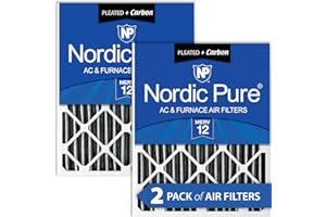 Nordic Pure 20x20x4 (19_1/2 x 19_1/2 x 3_5/8) Pleated Air Filter MERV 12 Plus Carbon 2 Pack