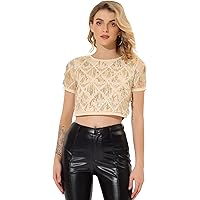 Guess Camiseta De Manga Corta Para Mujer Con Cuello Alto Falso De 0.14 Oz