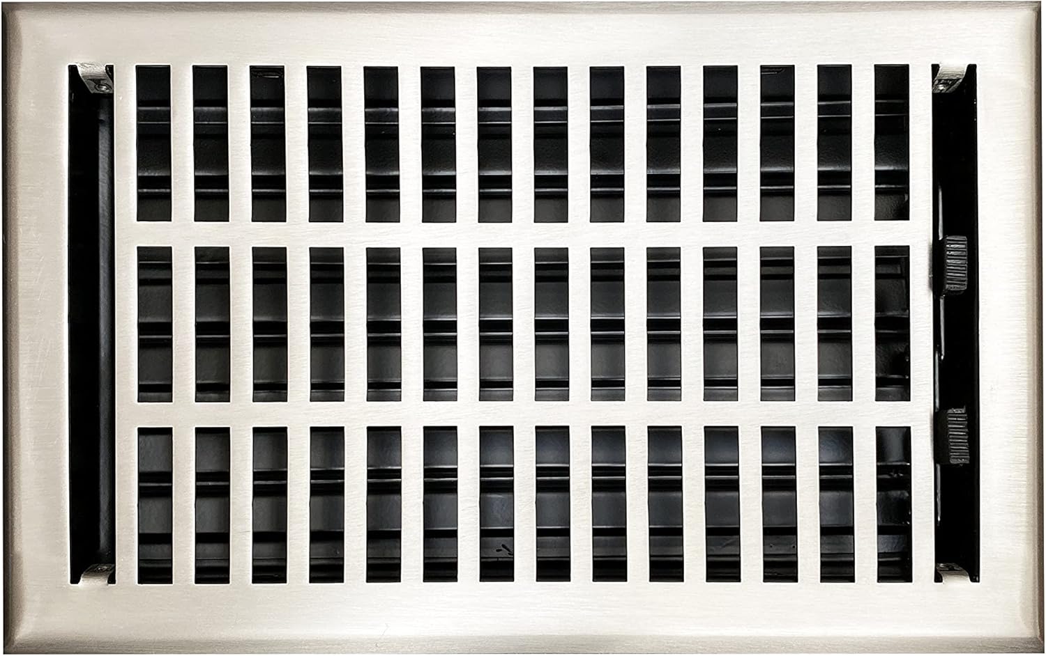 Registers, Grilles & Vents - Empire Register Co, Vent Cover - 6x10 inch, Modern Contemporary Design, Brushed Nickel Finish, Heavy Duty Floor Vent Covers, Metal Damper Attached. Vent Covers for Home Floor only.
