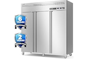 Coolski Commercial Freezer Reach-in 54 Cu.ft, 72" W 3 Section Stainless Steel Solid Door Fan Cooling Commercial Refrigerator and Freezer Combo for Restaurant, Garage, Food Truck, School, Church