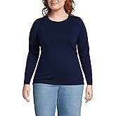 Lands' End Women's Plus Size Lightweight Jersey Skimming Long Sleeve Crew Neck T-Shirt