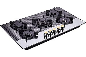 Hotfield 30 Inch Gas Cooktop Tempered Glass 5 Burners Stovetop Dual Fuel Gas Hob NG/LPG Convertible Gas Stove Top HF5178-01 Tempered Glass