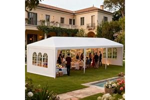 USNIPOYA 10' x 30' Outdoor Canopy Tents with 5 Detachable Sidewalls, White Patio Gazebo Tent, Shade Tents with Transparent Windows, Ideal for Party, Wedding, Birthday, Events, Gatherings, BBQ