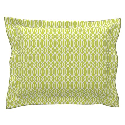 Amazon Com Roostery Trellis Euro Flanged Pillow Sham Lime Green