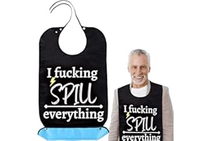 FUNISFUN Funny Adult Bibs Washable Waterproof Bibs, Reusable Adult Bibs with Crumb Catcher for Women Men & Elderly, Funny Gag Gifts White Elephant Gift(B Style)