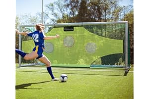 Vallerta® Skill-Shot Professional Soccer Shooting Practice Target Net & Rebounder. 7 Zone, Colored Fluorescent Goal Shot Scoring & Training Aid. Soccer Frame Not Included.(12x6 Ft.)