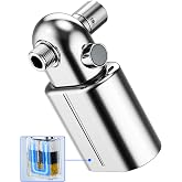 Veken Shower Filter, Chlorine, Lead &amp; Sulphide Tested, One-Press Cartridge | Helps Maintain Natural Skin And Hair Feel By Reducing Chlorine, For Filtered Shower Water, Long U-Channel Water Path, Chrome