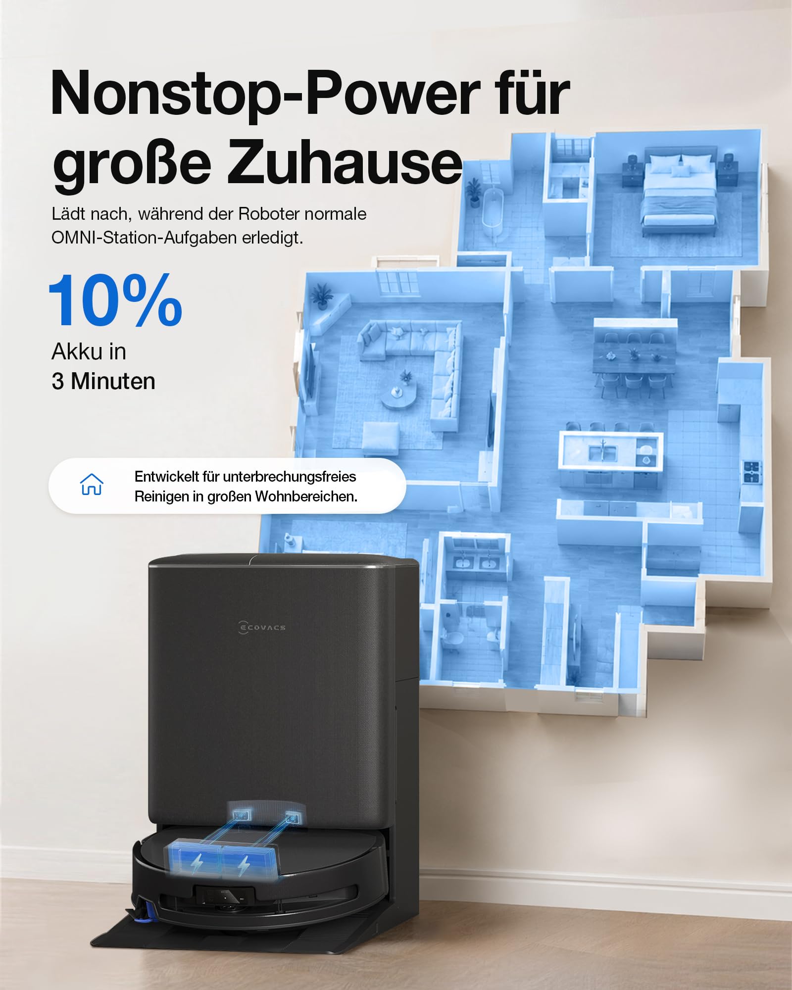 ECOVACS T90 PRO Omni Saugroboter mit Wischfunktion 30.000 Pa, PowerBoost 5