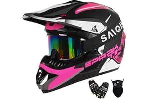 TIANDU Youth Motocross Helmet Dirt Bike Helmet,ATV Motorcycle Helmet,Outdoor Dirt Bike Helmets,DOT Approved,Off-Road Helmets with Gloves Goggles Face Shield 4-Piece Set