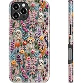 Goodon for iPhone 16 Pro Case - Compatible with Magsafe - Dual-Layer Hard Shell & Silicone Cover - Protective Phone Case with Cute Wildflower Designs for Women - Mystic Floral Owlscape