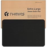 THMINS Large Stone Bath Mat, 24''x16'' Non-Slip Diatomaceous Earth Stone Bath Mat, Super Absorbent Quick Drying for Bathroom/Kitchen, Easy to Clean