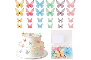 LOMIMOS 72 Pcs Edible Butterfly Cake Topper，3D Colorful Butterfly Cake Decoration Wafer Paper Cake Dessert Toppers for Weddin
