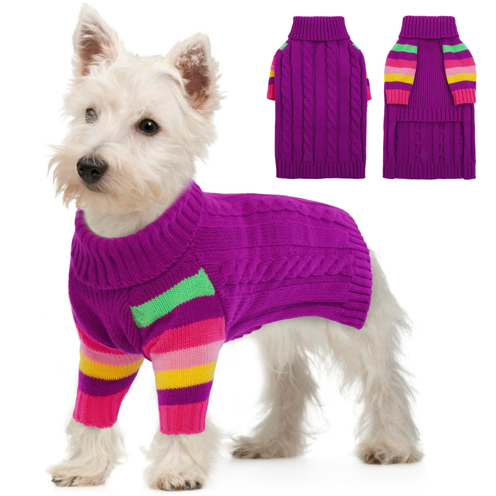 OUOBOB Dog Jumper, Turtleneck Pullover Winter Puppy Sweater, Christmas Outfits, Pet Sweatshirt Apparel Knitwear for Small Dogs Girls Boys, Dachshund, Frenchie, Chihuahua XS