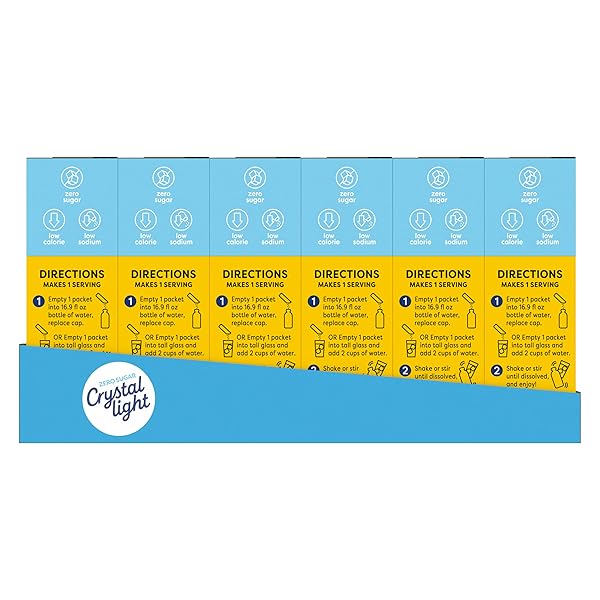 CRYSTAL LIGHT DRINK MIX, 120 PACKETS, FOR CONVENIENT ON-THE-GO FLAVORFUL HYDRATION, LEMONADE NATURAL FLAVOR WITH OTHER NATURAL FLAVOR, ZERO SUGAR, 0.14 OZ EACH