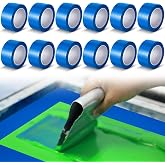 MotiMind 12 Rolls Screen Printing Blocking Tape 2" x 36 yd Blue | Solvent Water Resistant for Graphics, Blocking Masking Screens, Strong Adhesive Secure Printing, High Visibility Blue