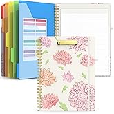 Sooez Clipboard Folio with Refillable Notepad, Folder with 10 Storage Pockets for Letter Size, Spiral Clipboard Notebook, Cute Portfolio for School, Office & Nursing