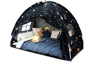 Twin Bed Canopy Tent, Canopy on Bed Privacy Space Sleeping Blackout Tents Bunk Bed Tent Twin Size (Galaxy Tent)
