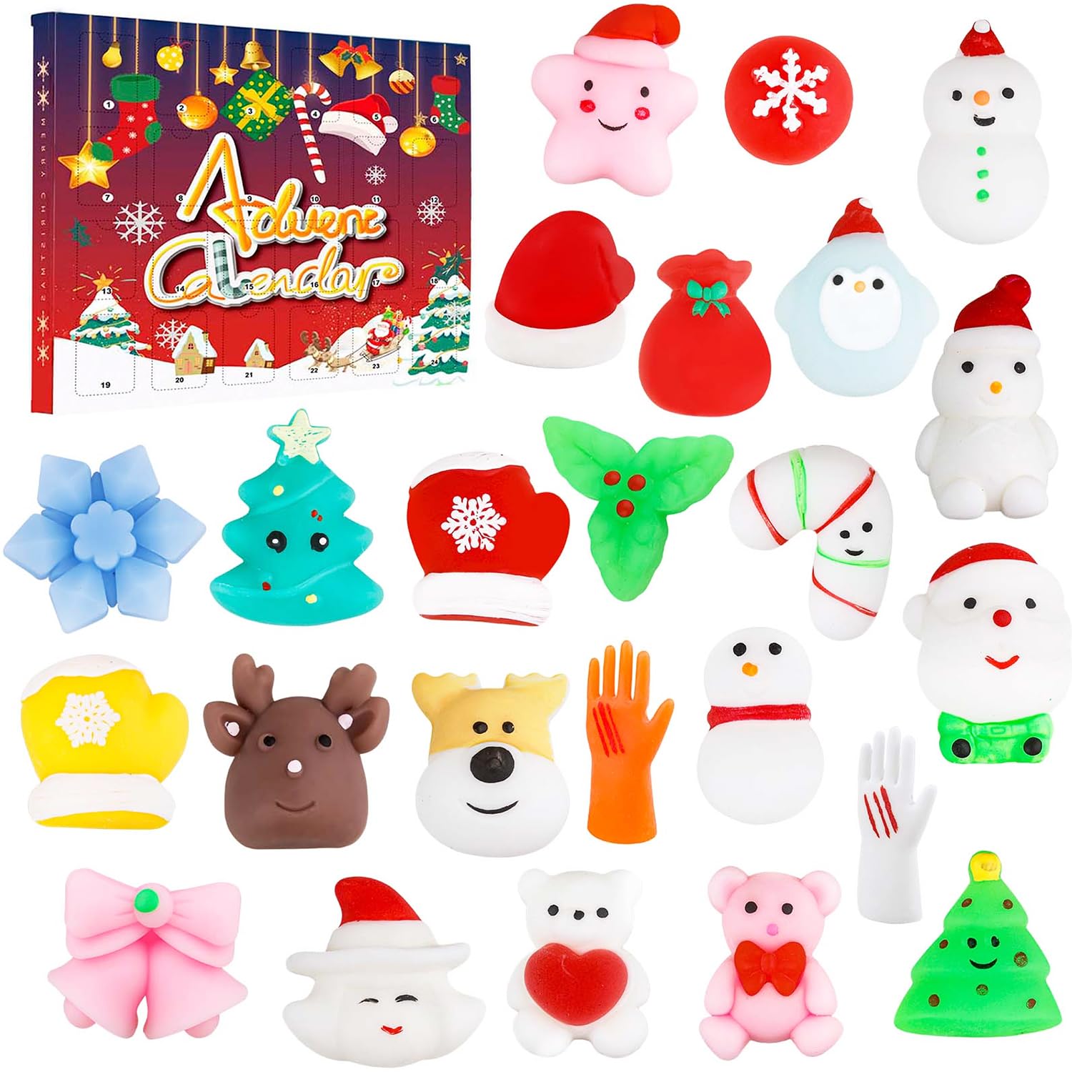 Advent Calendar 2025 for Kids Christmas 24 Days Countdown Advent Calendar Christmas Ornaments Xmas Surprises Xmas Holiday Party Relief Stress Blind Box Gifts for Boys Girls Teenagers