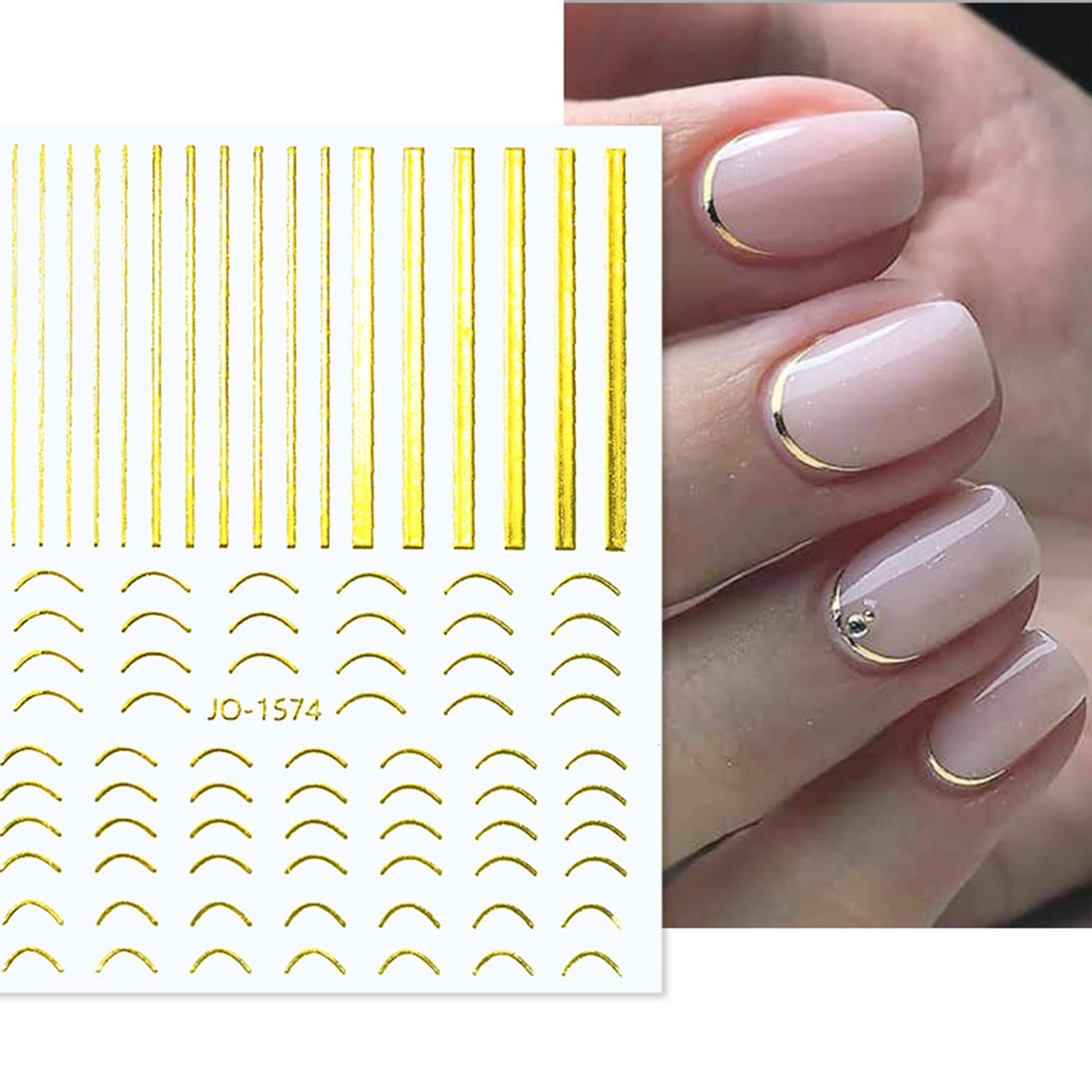 12 Sheets Gold Nail Stickers Decals Gold Line Nail Decals for Nail Art Nail Art Stickers 3D Self Adhesive Metal Stripe Wave Nail Sticker Nail Designs Nail Art Supplies for Women Manicure Decorations - Image 3