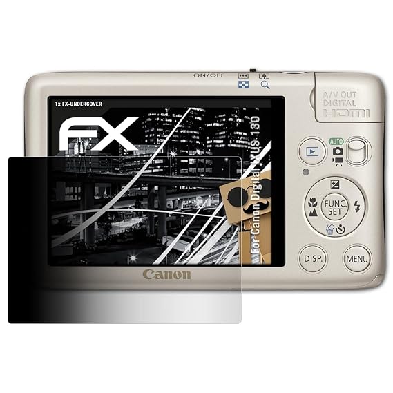 atFoliX Blickschutzfilter für Canon Digital IXUS 130 Blickschutzfolie, 4-Wege Sichtschutz FX Schutzfolie